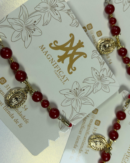 PULSERA PIEDRAS ROJAS DE GUADALUPE
